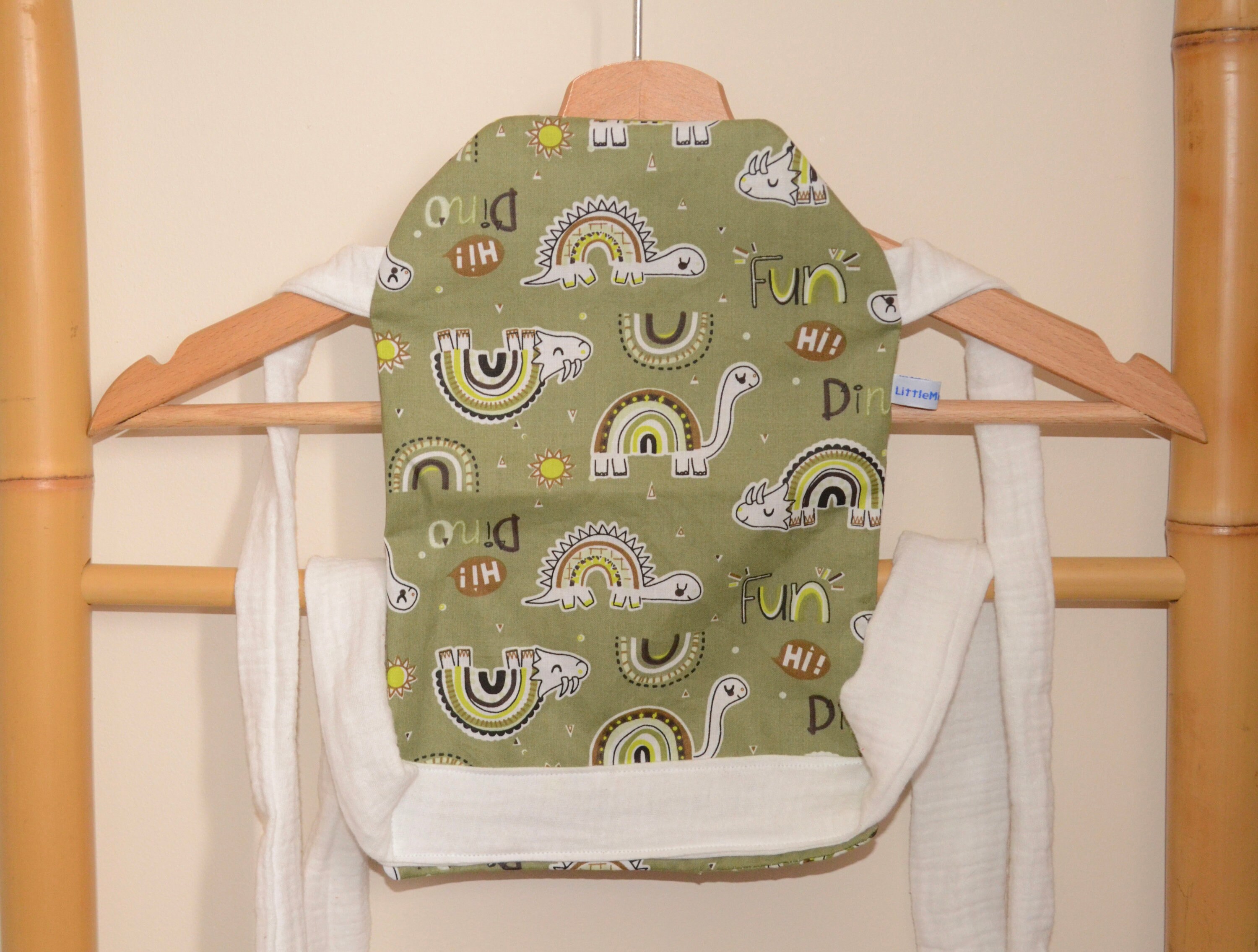 Porte Poupon, Porte Poupée Type Physiologique Meitaï Pour Enfant en Coton Vert Dinosaure et Double G