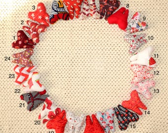 Tooth-shaped cushion for baby teeth, for the tooth fairy or the little mouse, red tones