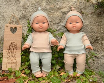 Doll clothes, pajama set, pants, sweater and hat for Paola Reina and Minikane, Velcro closure // MONOBLOCK COLLECTION