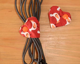 Heart-shaped fabric cable tie/cable organizer