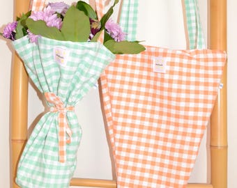 gingham flower bouquet bag