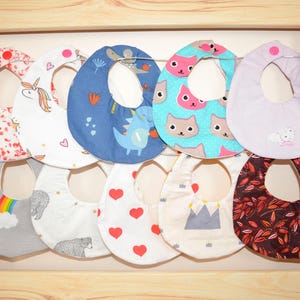 Cotton fabric bib for dolls, snap closure