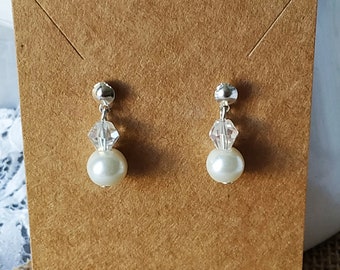 Boucles d'oreille perles, pendants, perles blanches ou ivoire bijoux mariée, accessoire, bijoux mariage, bijoux fantaisie, bijoux femme