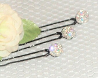 Hair pins with rhinestones, bun picks, X3, accessory hairstyle, bride, wedding, pearls, crystal rhinestones