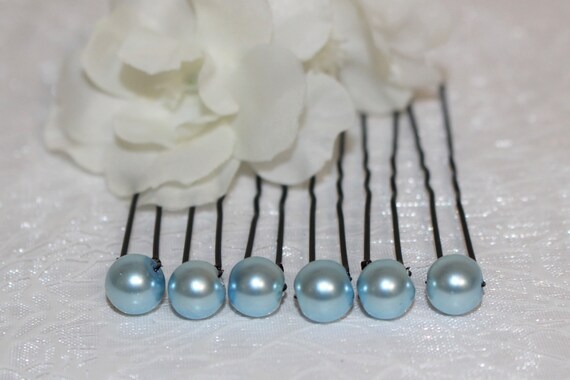 Blue Hair Hair Pins Hair Wedding Bridal Accessory Pearl Etsy