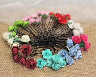 Hairpins, white flowers, bun picks, hair accessory, bride, bridesmaid, handmade, wedding.