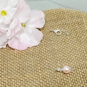 Wedding necklace set, pink pearls, solitaire, bracelet, pearl and swarovski crystal earrings, jewelry for women, girls or children image 3