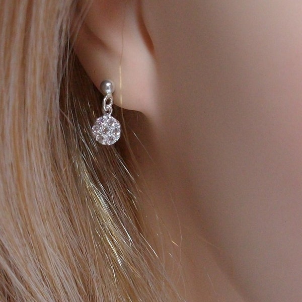 Boucles d'oreilles zirconium Argent, Puces d'oreilles, Petites boucles brillantes