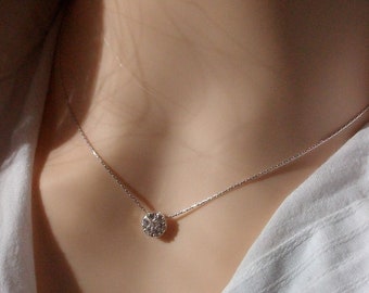 Silver zirconium oxide necklace, Solitaire choker, Women's gift idea