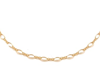 Fine chain necklace with alternating link Gold, Choker, Women's gift idea