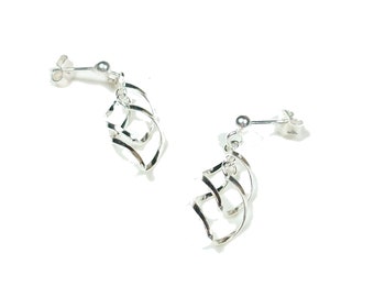 Silver spiral earrings, Original earrings, Women's gift idea