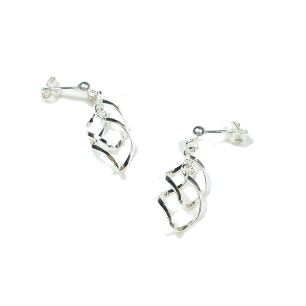 Boucles d'oreilles spirale Argent, Puces d'oreilles originales, Idée cadeau femme