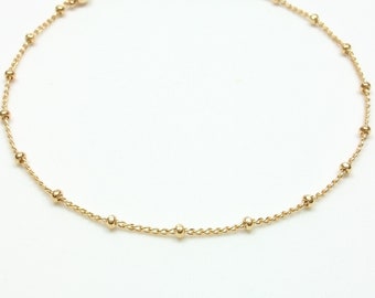 Gold ball bracelet, Satellite chain, Minimalist jewelry, Gift for woman