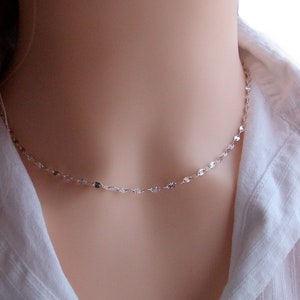 Collier ras de cou Argent, Chaine originale soleil, Choker fin femme image 1