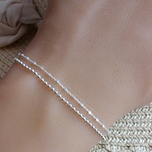 Multi-row bracelet, Silver beaded chains, Women's gift idea