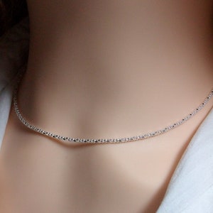 Collier ras de cou Argent, Chaine diamantée, Collier brillant, Idée cadeau pour femme image 2