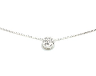 Collier zirconium, Ras de cou Argent, Collier solitaire Oxyde de zirconium, Idée cadeau femme fille