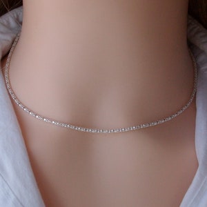 Silver choker necklace, Diamond chain, Shiny necklace, Gift idea for women image 5