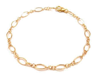 Bracelet chaine Or femme, Maille alternée, Bacelet tendance, Idée cadeau femme