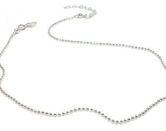 Collier  boules brillantes Argent, Ras de cou chaine bille, Idée cadeau femme