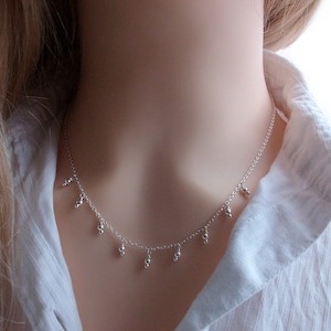 Pampilles choker necklace - Silver - Pearl necklace - Charms - Small balls necklace - Thin necklace - Gift for women and girls