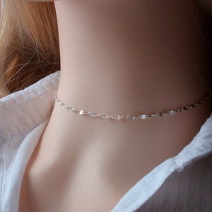 Collier ras de cou Argent, Chaine originale soleil, Choker fin femme image 3