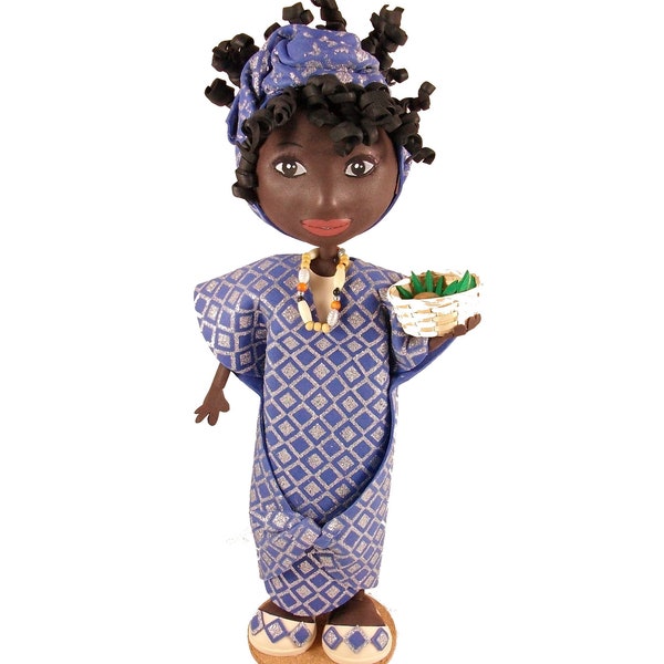 Poupée décorative Africaine, Fofucha, Figurine fait main, 40 cm