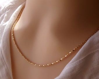 18k gold plated choker necklace, Diamond chain, Shiny necklace, Gift idea for women