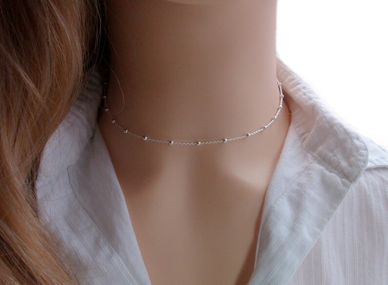 Collier chaine perlée Ras de cou Argent Collier - Etsy France