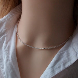 Silver choker necklace, Diamond chain, Shiny necklace, Gift idea for women image 8