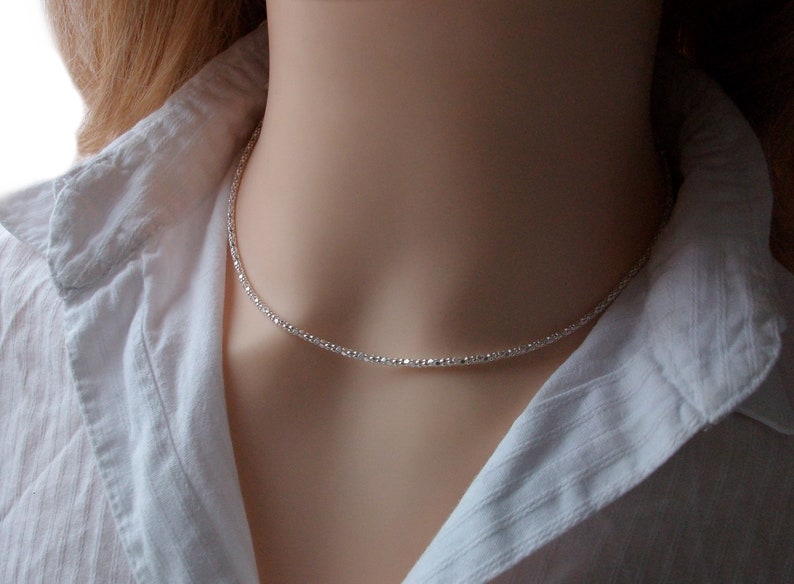 Silver choker necklace, Diamond chain, Shiny necklace, Gift idea for women image 8