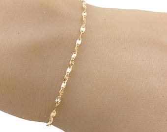 18k Gold Women's Bracelet – Flat Sunburst Link – Luminous and