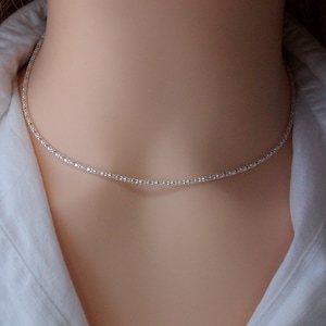 Collier ras de cou Argent, Chaine diamantée, Collier brillant, Idée cadeau pour femme image 10