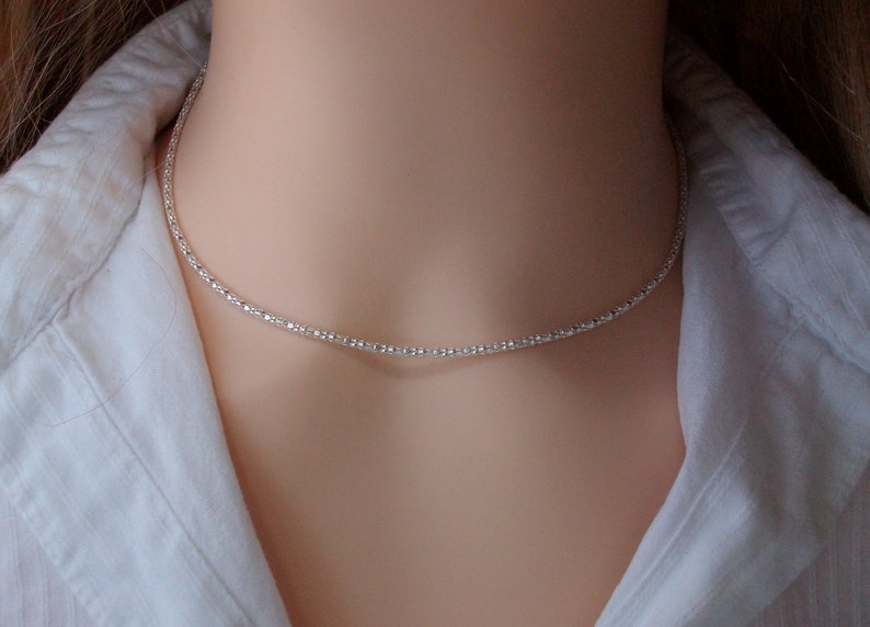 Silver choker necklace, Diamond chain, Shiny necklace, Gift idea for women image 10