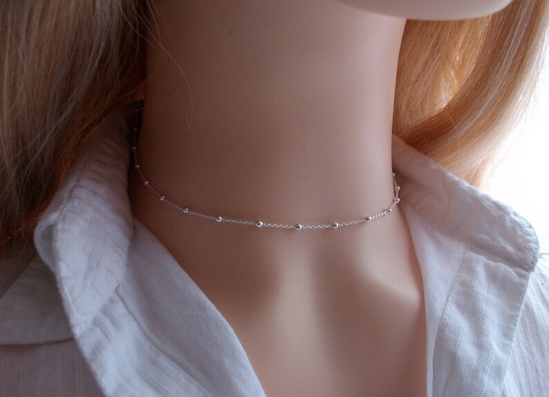 Collier chaine perlée Ras de cou Argent Collier - Etsy France