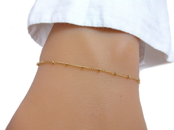 Gold Ball Bracelet, Satellite Chain, Minimalist Jewelry, Gift for
