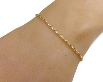 Diamond chain bracelet, 18k gold plated, Minimalist women's bracelet, Gift for her