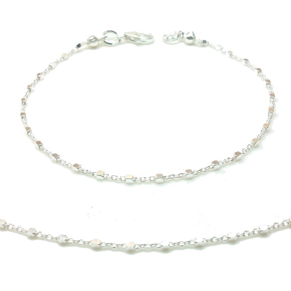 Collier et bracelet Argent femme, Chaine petites perles carrées, Parure bijoux tendance minimaliste, Idée cadeau