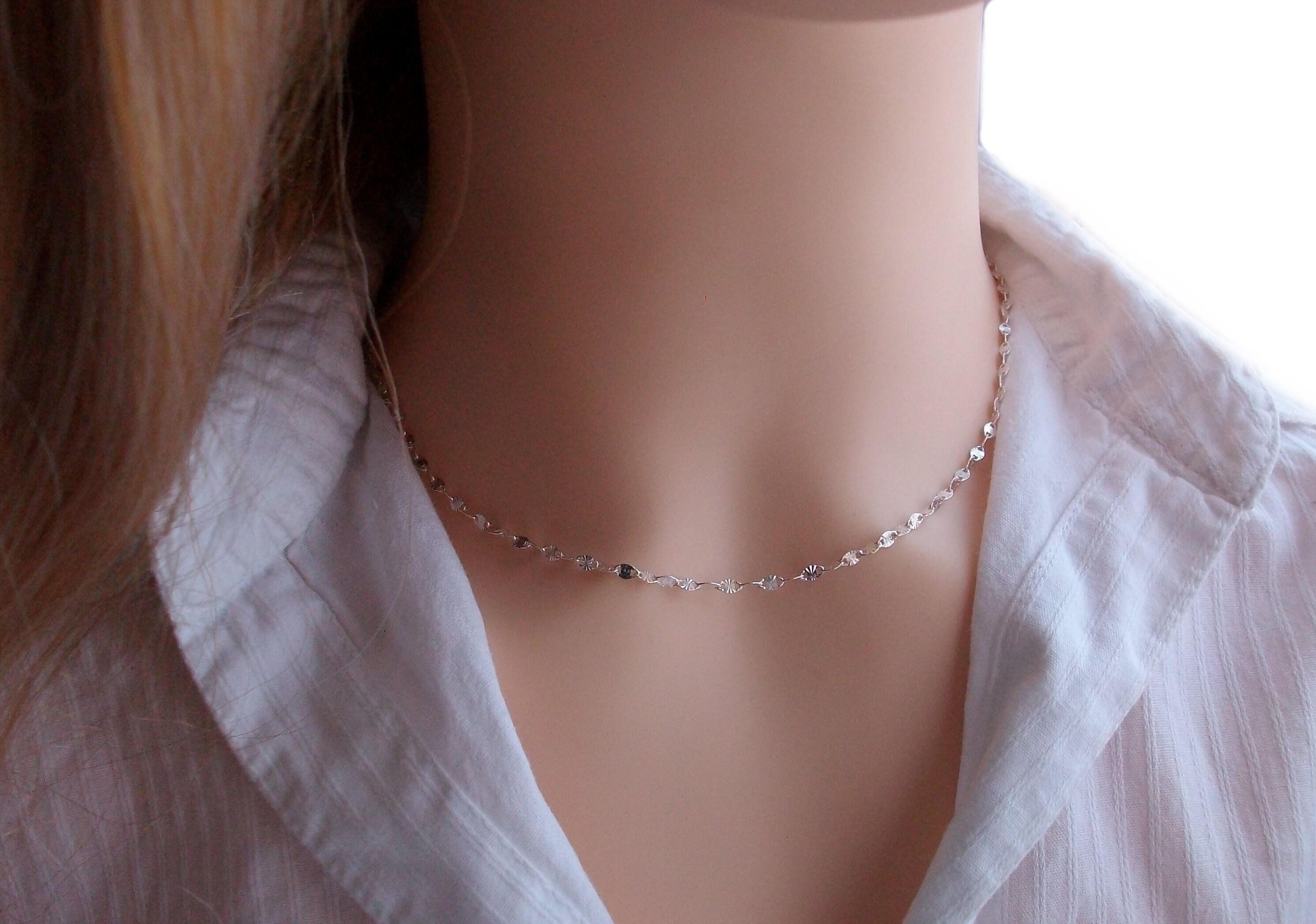 Silver Choker Necklace, Original Sun Chain, Fine Women\'s Choker - Etsy  Israel