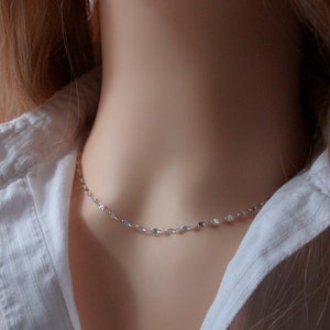 Collier ras de cou Argent, Chaine originale soleil, Choker fin femme image 5