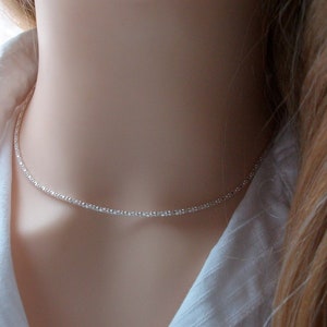Silver choker necklace, Diamond chain, Shiny necklace, Gift idea for women image 3