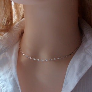 Collier ras de cou Argent, Chaine originale soleil, Choker fin femme image 8