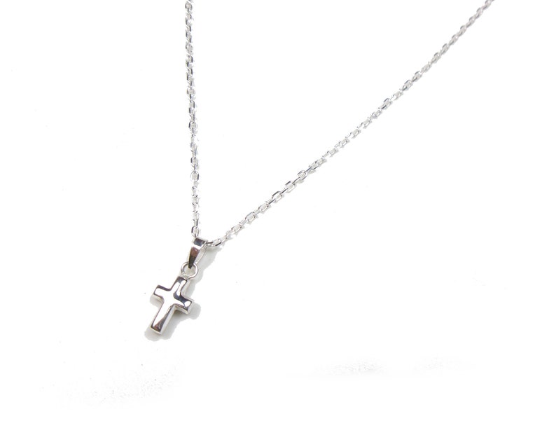 Collier croix Argent, Pendentif petite croix, Bijou religieux, Cadeau femme image 5