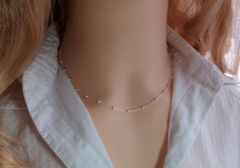 Collier chaine perlée Ras de cou Argent Collier - Etsy France