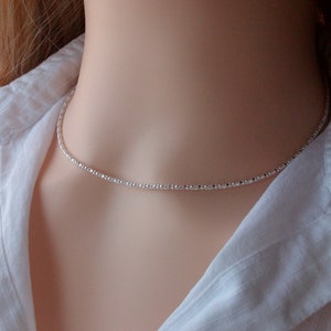 Collier ras de cou Argent, Chaine diamantée, Collier brillant, Idée cadeau pour femme image 9