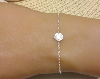 Sun medal bracelet, Silver, Women's gift idea