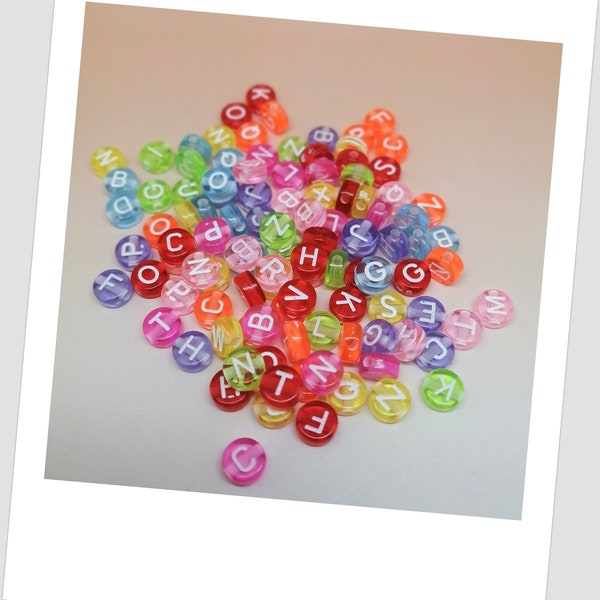Lot de 100 lettres de couleur mixte pour la fabrication de bijoux, 4x7mm, A-Z pièces/lot