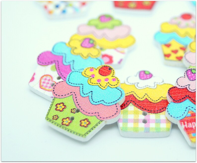 Lot de 10 boutons déco cupcakes image 1