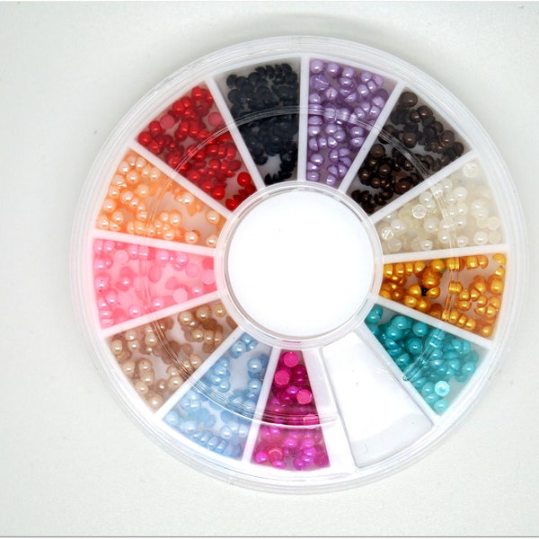 Boite décoration ongles - 1000 color strass - 12 compartiments