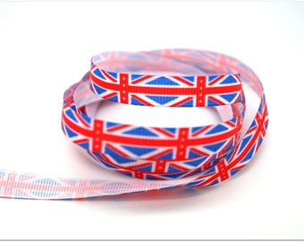Ruban gros grain drapeau anglais UK 10 mm couleurs mixtes